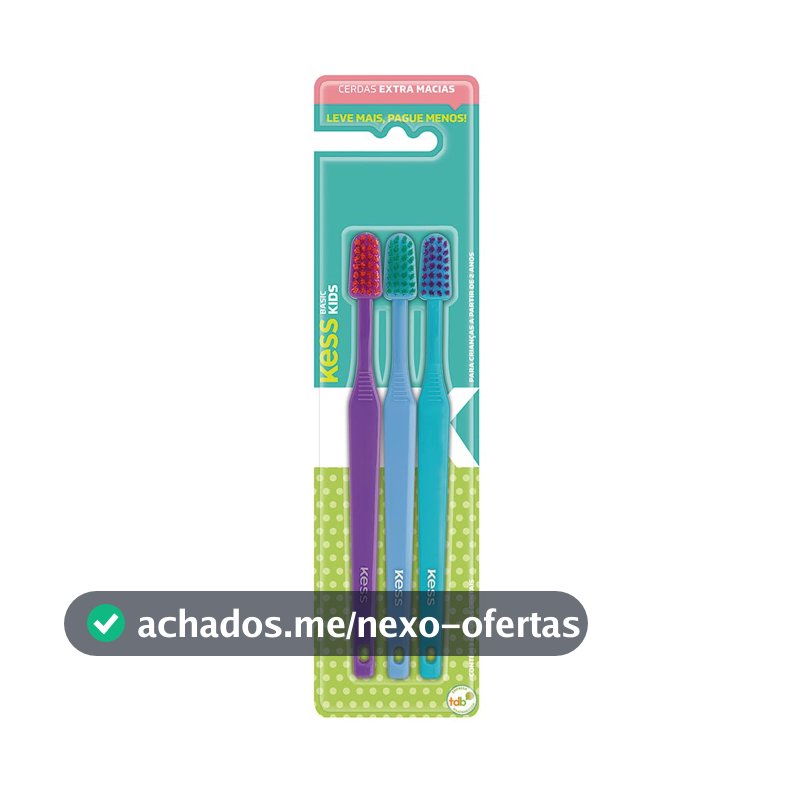 Kess Combo Infantil Com 3 Escovas Multicor
