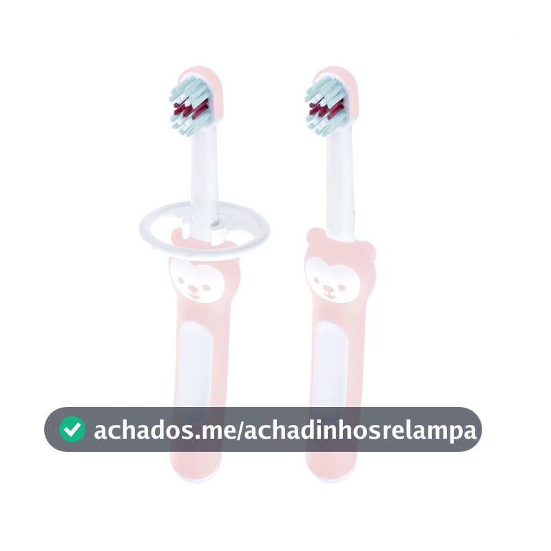 MAM Baby Kit com 2 Escovas de Dentes Baby's Brush com Trava de Segurança para Crianças de 6+ Meses Com Cabo Ergonômico e Fácil de Segurar, Rosa