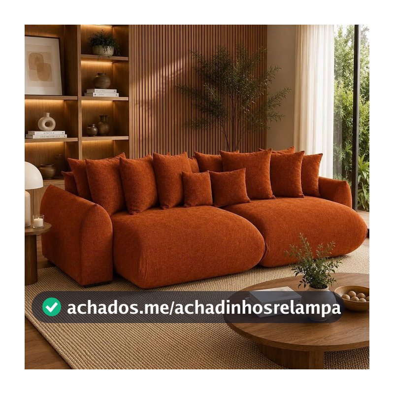 Sofá Retrátil 3 Lugares Veludo Armani 2,10 Mts Terracota Terracota