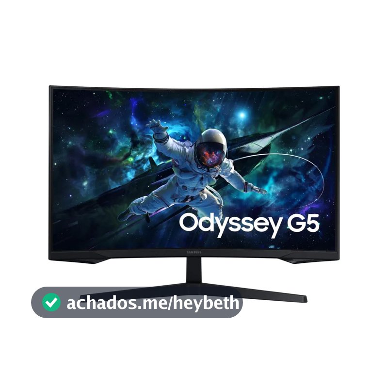 Monitor Gamer Samsung Odyssey G5 32, Resolução QHD, Taxa de atualização de 165Hz & 1ms de tempo de resposta (MPRT), Curvatura com 1000R, HDR 10, AMD FreeSync, Eye Saver Mode & Flicker Free Mode