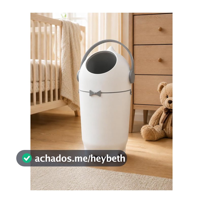 Lixeira para Fraldas Antiodor 10L com Sistema Giratório, Alça Prática e Vedação de Resíduos, Design Decorativo para Quarto de Bebê, Banheiro e Lavabo