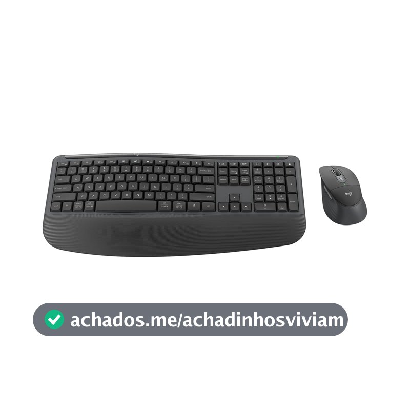 Combo Teclado e Mouse Sem Fio Logitech Signature MK880 Comfort Plus, Com Apoio Acolchoado Para Mãos, Cliques Silenciosos, Bluetooth, Tamanho Padrão, Compatível com Windows, macOS, Layout US - Grafite
