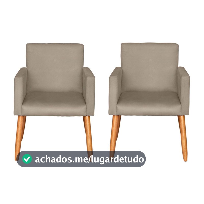 Kit 2 Poltronas Cadeira Decorativa para Sala de estar Cadeiras para Recepção Manicure Escritório Sala De Espera (CAPPUCCINO)