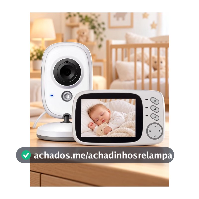 Babá Eletrônica, Câmera Para Bebê, Com Monitor LCD Colorido 3,2”, Visão Noturna, Áudio Bidirecional, Sensor de Temperatura, Modo VOX e Canções de Ninar