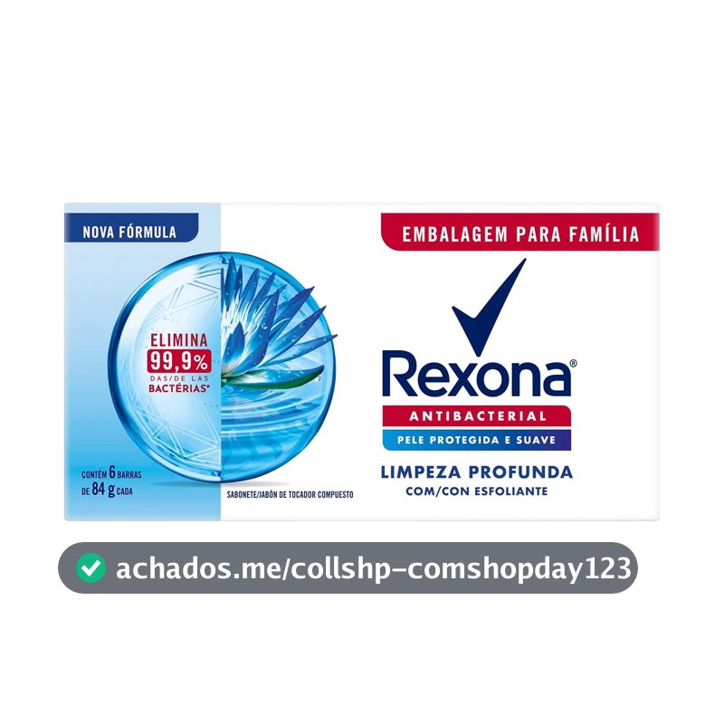 Rexona Pack Sabonete Em Barra Antibacterial Limpeza Profunda Envoltório 6 Unidades De 84G Cada Leve Mais Pague Menos