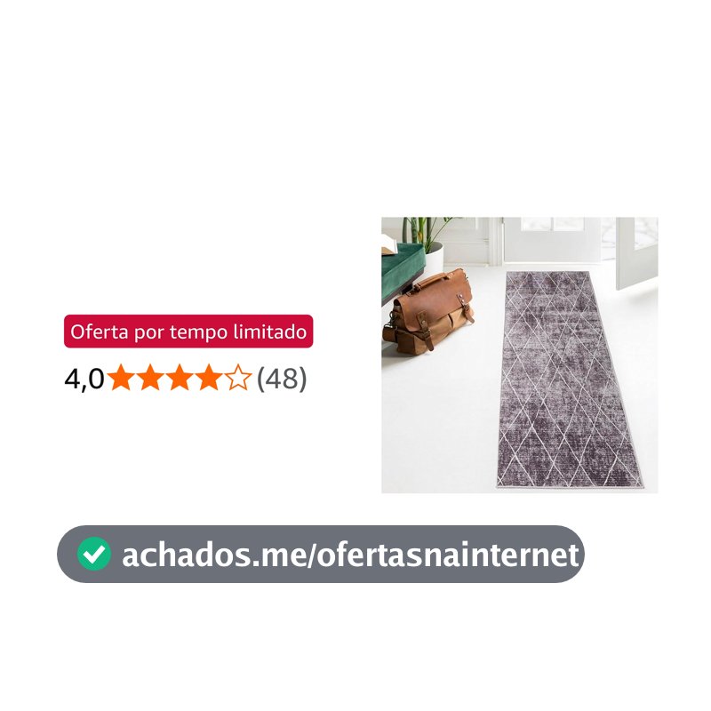 Tapete Passadeira Sala Quarto Escritório 1,80m x 60cm Base Emborrada Berlim (Estampa 01)