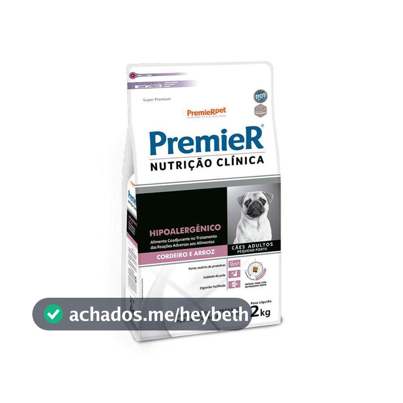 Ração Para Cães de Raças Pequenas Nutrição Clánica Hipoalergenico Cordeiro e Arroz 2kg Premier