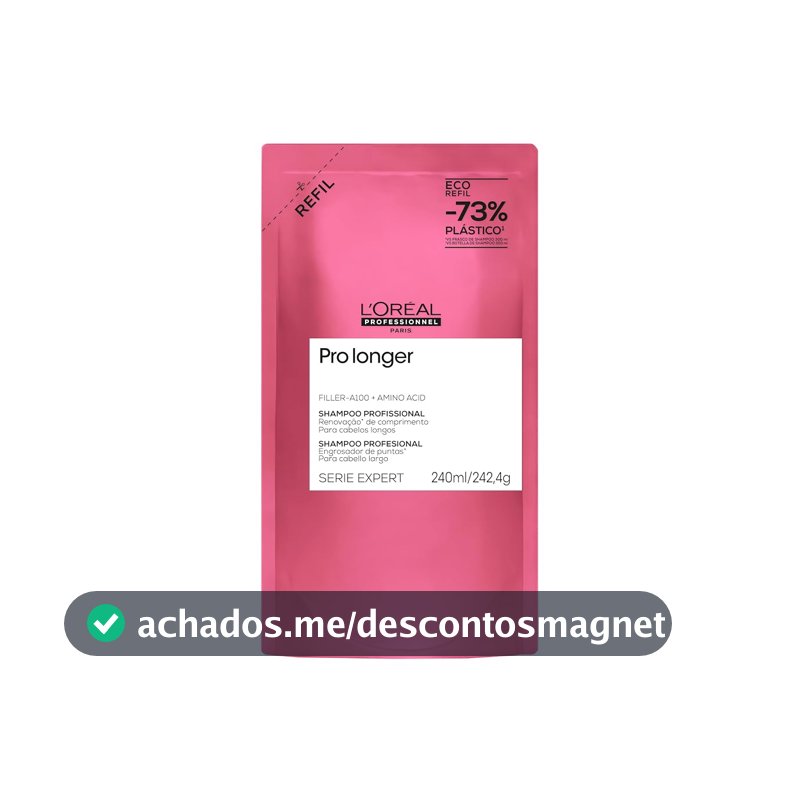 L'Oréal Professionnel Serie Expert Pro Longer, Shampoo para Cabelos Longos com Pontas Danificadas, Preenche e Fortalece a Fibra com Filler-A100 e Aminoácidos, Tecnologia Co-Emulsão, 240ml