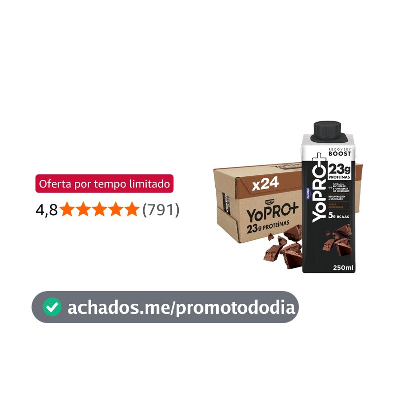 YoPRO Bebida Láctea UHT Chocolate Líquida Caixinha 250ml - 23g de Proteínas - Sem Lactose - Pack com 24 Unidades