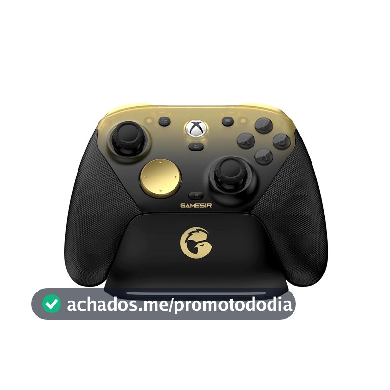 GameSir G7 Pro Controle Gamer Tri-Mode para Xbox, PC e Android Sem Fio 2.4G/Bluetooth e Com Fio Joystick Hall Effect + TMR 1000Hz Polling Rate Botões Macro Giroscópio Vibração 4 Motores Anti-Drift Controle Profissional- dourado