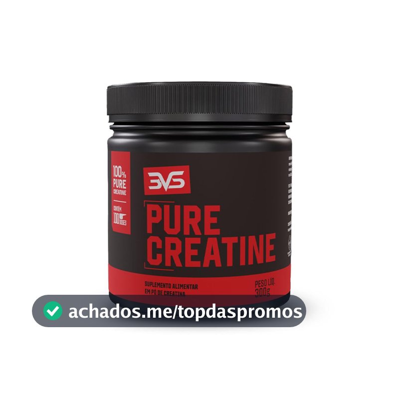 Creatina Monohidratada Pura Micronizada 300g 3VS Nutrition · 100% Pureza · Sem Sabor · 100 doses