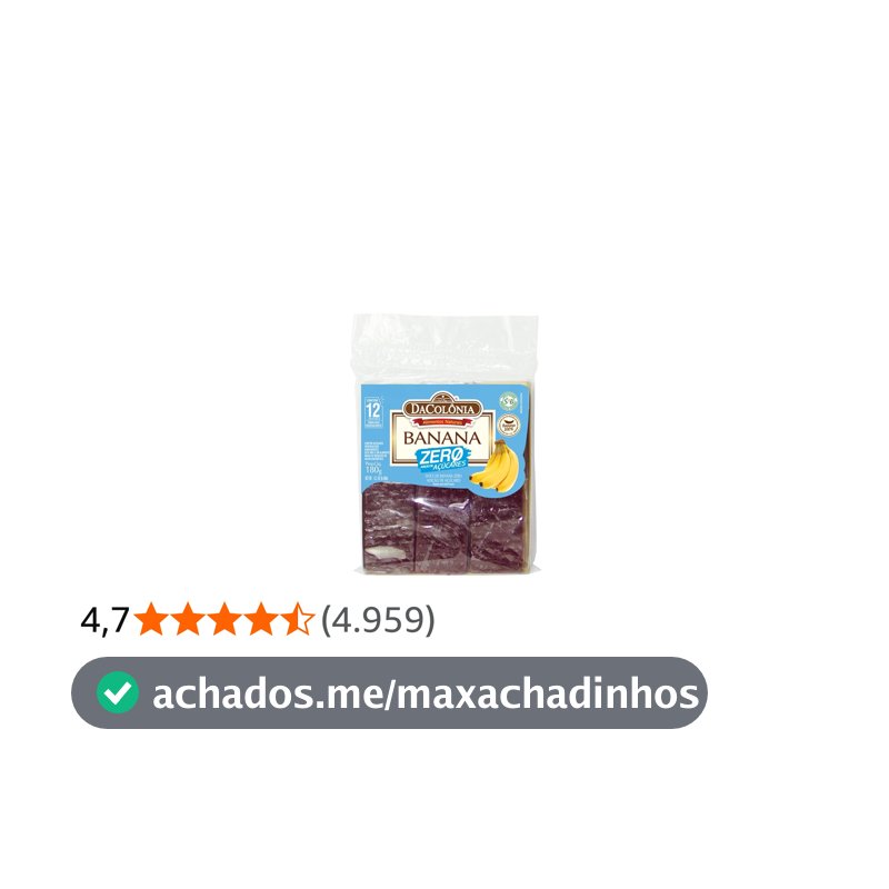 Bananinha Zero Açúcar Da Colônia 180g Cartela com 12 unidades de 15g