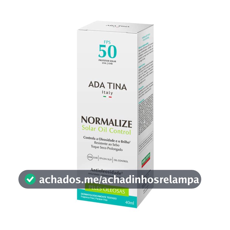 Ada Tina Normalize Oil Control Fps 50 - Protetor Solar Facial 40ml