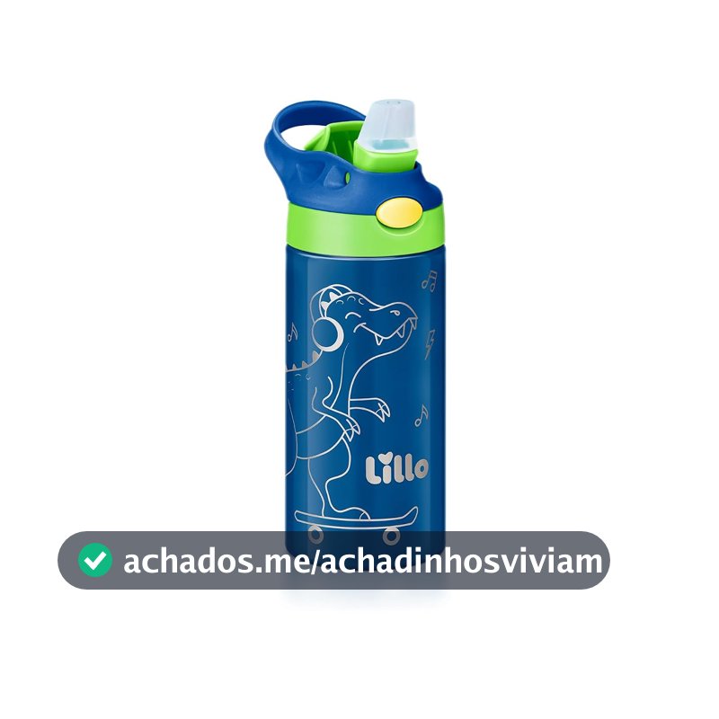 Garrafa Infantil de Inox Dinossauro com bebedor silicone 350 ml Lillo