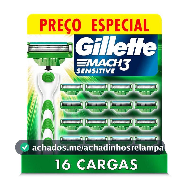 Carga para Aparelho de Barbear Gillette Mach3 Sensitive 16 unidades
