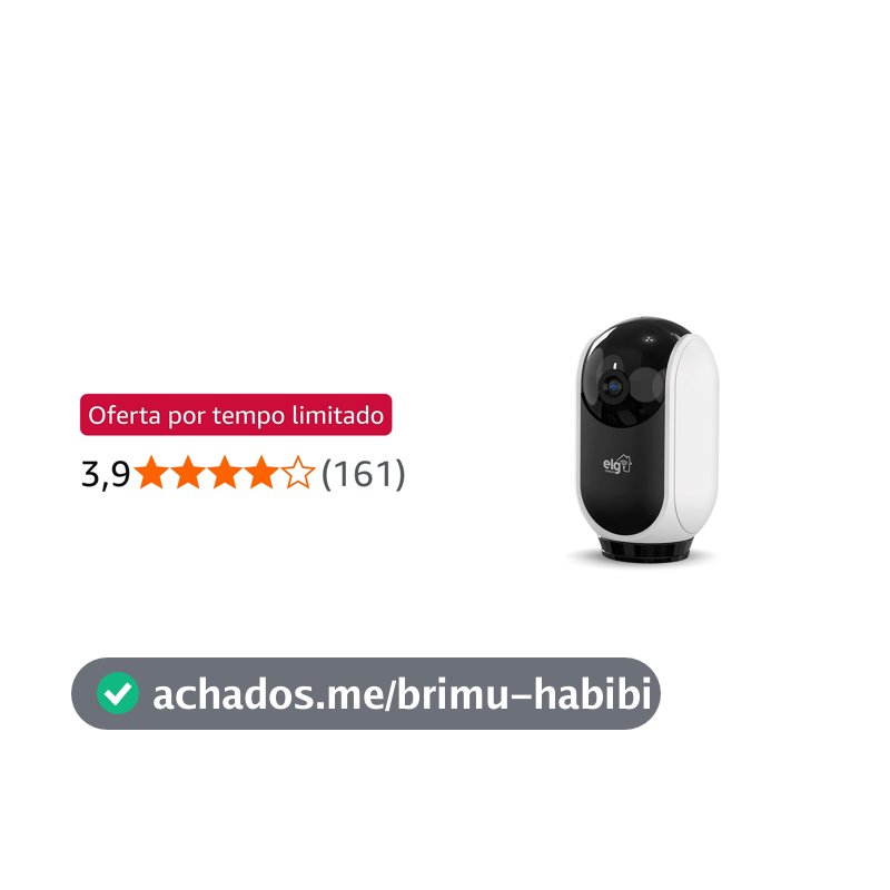 ELG, SHCR600, Câmera Robô 360° Full HD 1080P Inteligente, Conexão WI-FI 2.4GHz, Compatível com Alexa, Áudio Bidirecional, Zoom Digital 6x, Branco