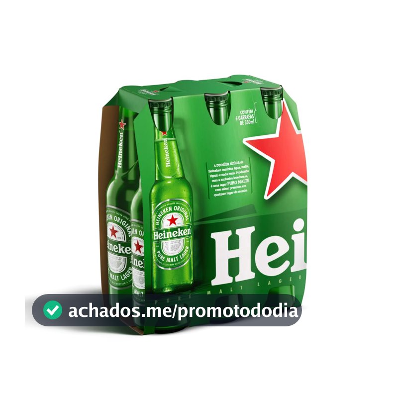 Cerveja Heineken Long Neck, Pack 6 unidades, 330Ml