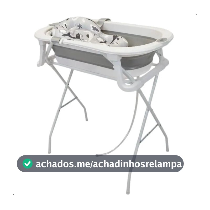 Banheira Dobrável Para Bebê Com Suporte Termômetro e Almofada Redutora Grey Branco Até 16Kg Premium Baby