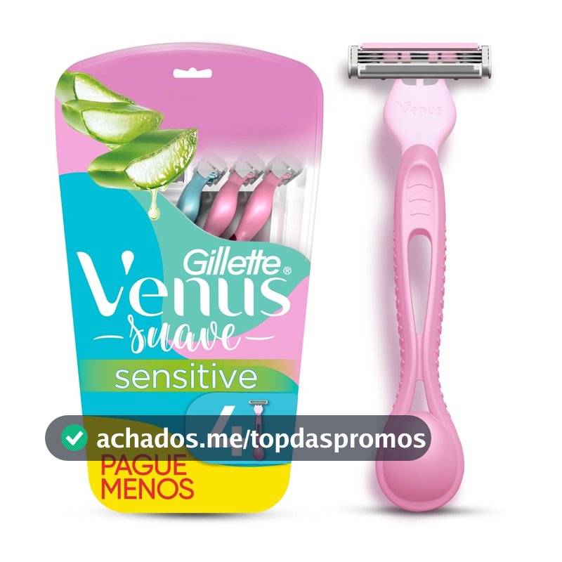 Aparelho de Depilação Gillette Venus Suave Sensitive, 4 Unidades
