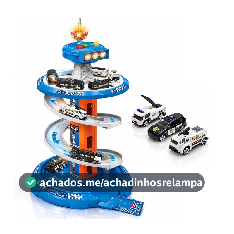 Pista de Carrinhos Infantil Brinquedo Corrida Posto Com Luz e Som (Azul)
