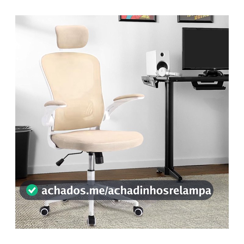 Cadeira de escritório ergonômica com estofado de mesh (Amarelo)
