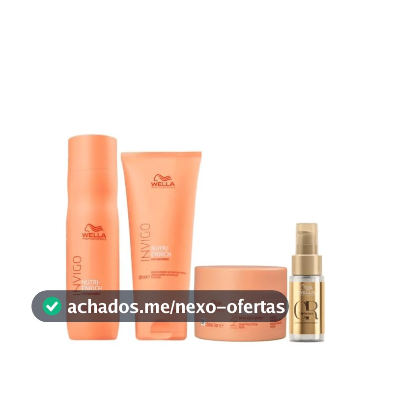 Kit Shampoo Condicionador Máscara Nutri Enrich E Óleo Capilar Oil Reflections Luminous Wella