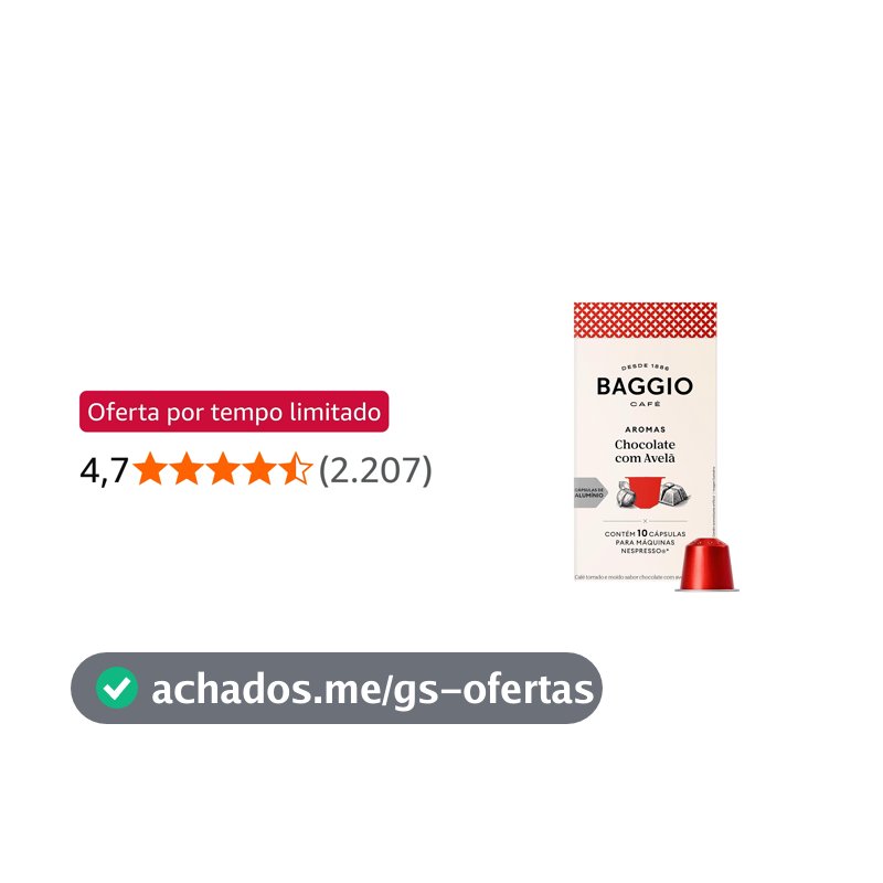 Baggio Café Cápsulas De Café Aroma Chocolate Com Avelã Compatível Com Nespresso Contém 10 Cápsulas
