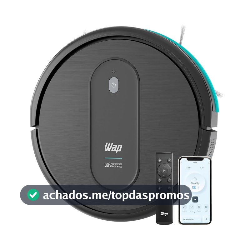 WAP Aspirador de Pó Robô ROBOT W400 3 em 1, Automático, 300ml, Compatível com Assistentes de Voz, 30W 10,8VDC Bivolt