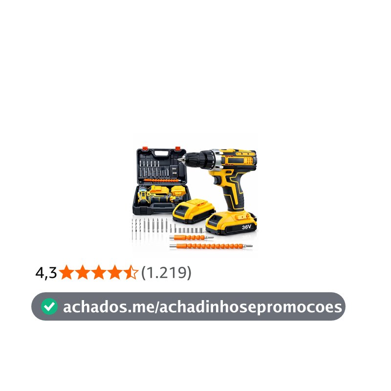Furadeira e Parafusadeira Sem Fio 48V com 2 Baterias Recarregáveis, Maleta e Kit de Acessórios, Controle de Torque, Velocidade Variável e LED – Uso Doméstico e Profissional