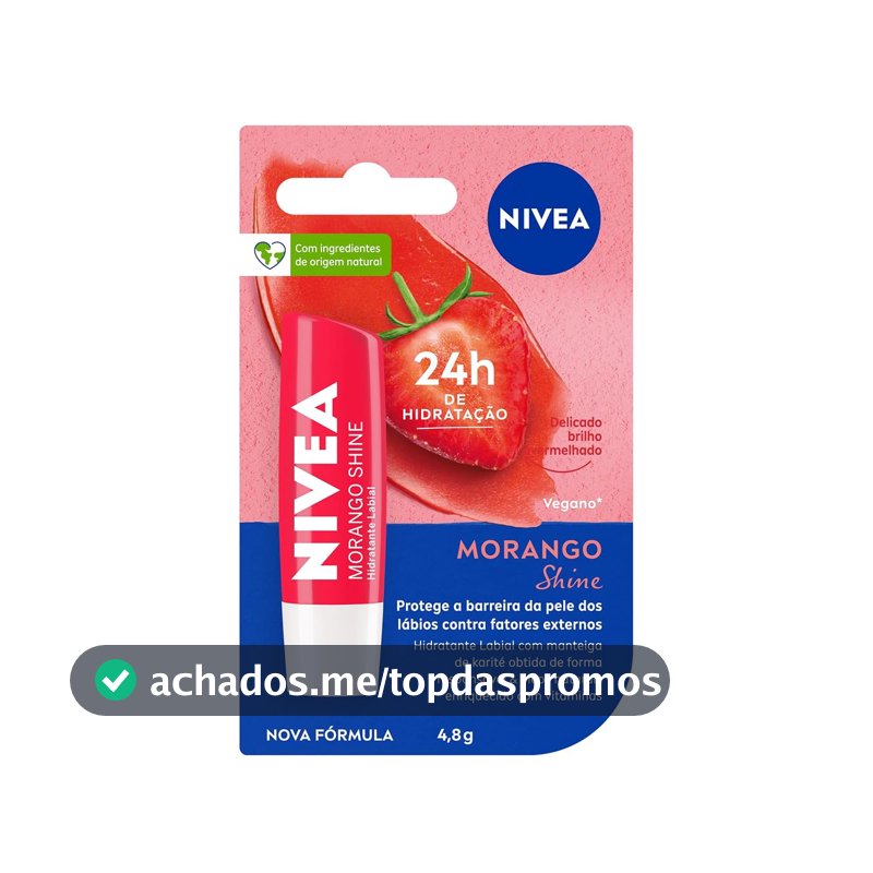 Hidratante Labial NIVEA Morango Shine, 4,8g