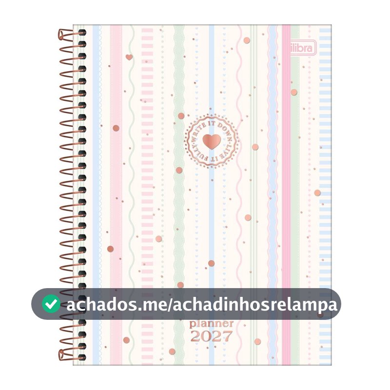 Tilibra - Planner Espiral 17,7 x 24 cm Soho 90 G 2027 - Listras e Ondinhas