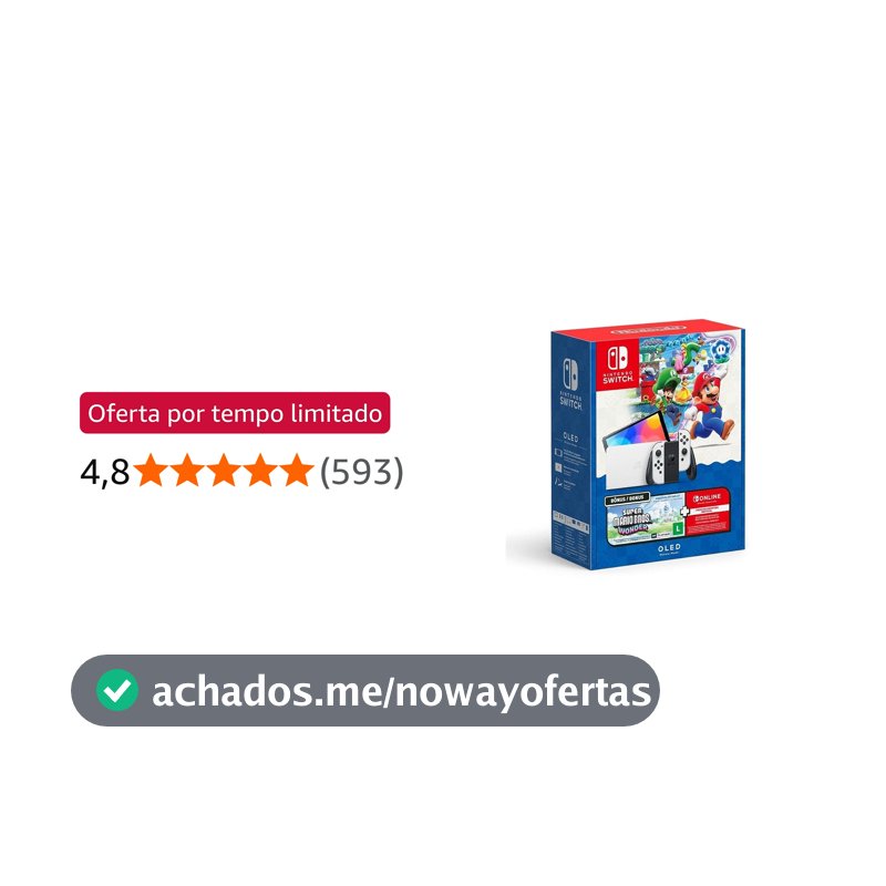 Bundle Nintendo Switch OLED + Super Mario Bros Wonder + 3 Meses de Assinatura Nintendo Switch Online