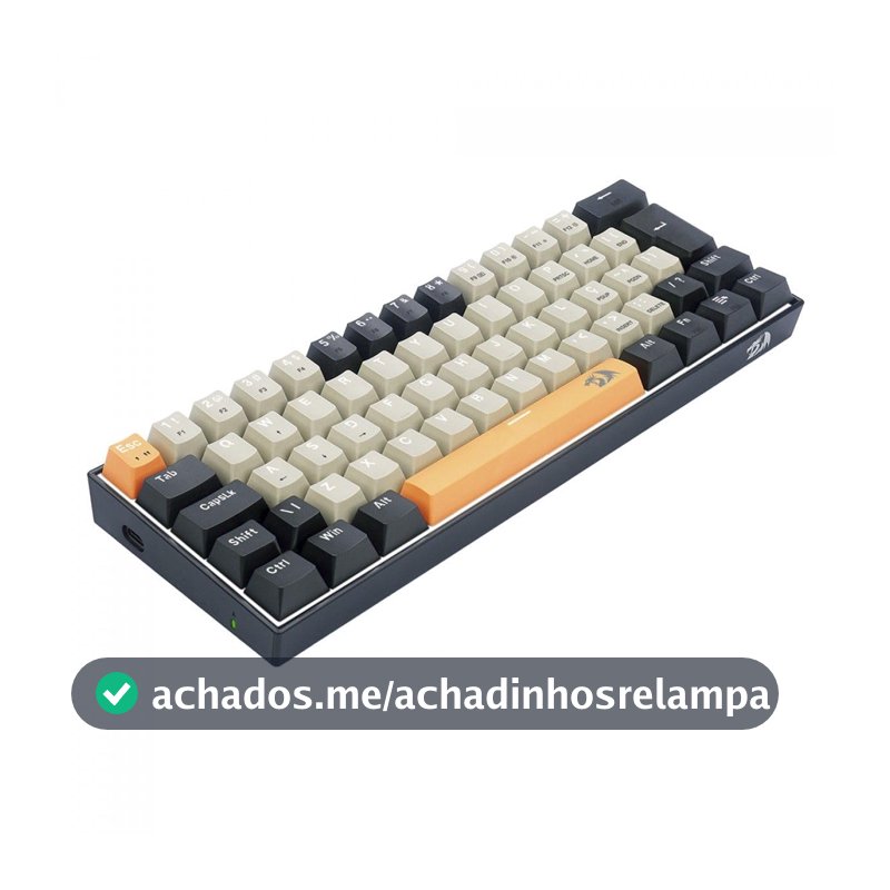 TECLADO GAMER REDRAGON LAKSHMI LARANJA+CINZA+ PRETO COM SWITCH MARROM