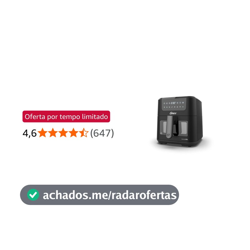 Fritadeira Digital Clear Oster 4,6L com Visor Transparente - 220V