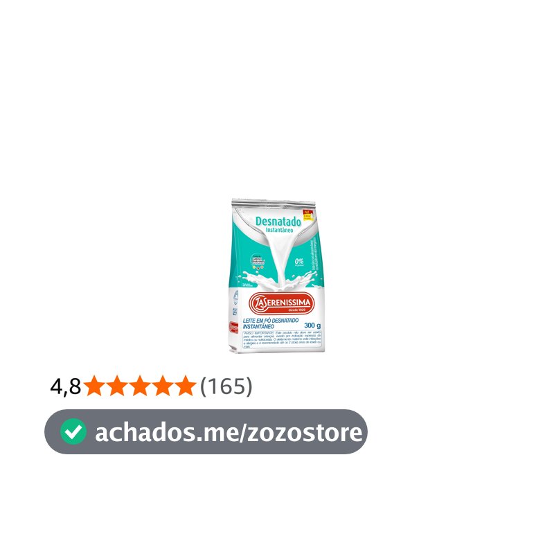 Leite em Pó Desnatado Instantaneo 300 g