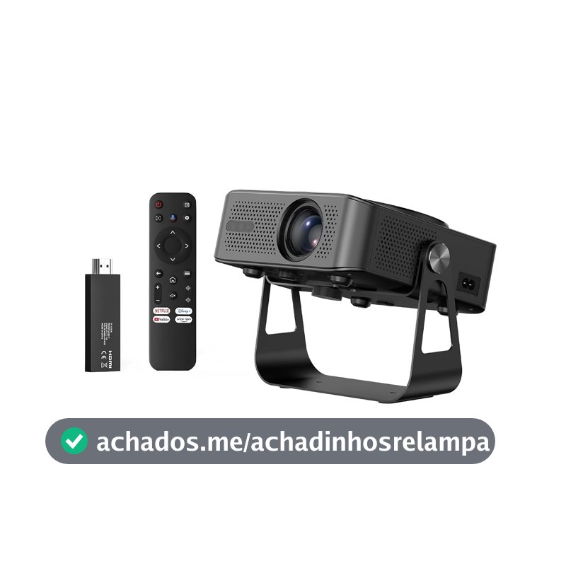 Projetor 4k 8k Hd 1080p 13000 Lm Compatível Completo De Android/IOS e GTV Dongle, Smart Projetores Retroprojetor Portatil 300 ANSI WiFi6 BT5.0, Automático e Keystone Suporte removível de 360°