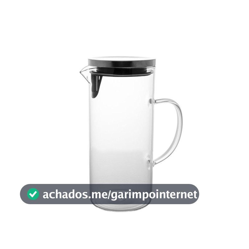 Mimo Style Jarra de Vidro Borossilicato Com Alça e Tampa Hermética Removível em Silicone e Aço Inoxidável, Capacidade 1,3 Litros, Resistente, Suporta Altas e Baixas Temperaturas