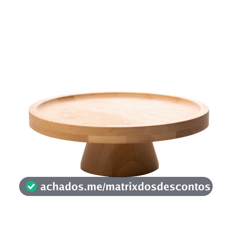 LYOR - Prato para Bolo de Bambu com Pé 20cm x 7cm