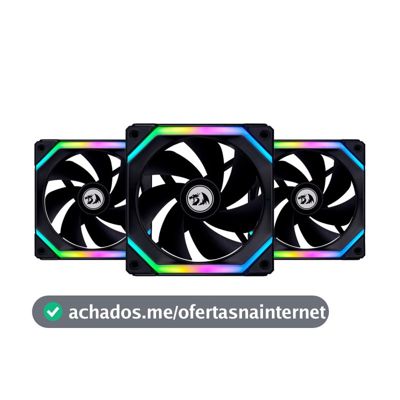 Kit 3 Fans Lian Li Uni Fan SL120 Redragon ARGB 120mm com Controladora Preto UF-SL120-3B SI