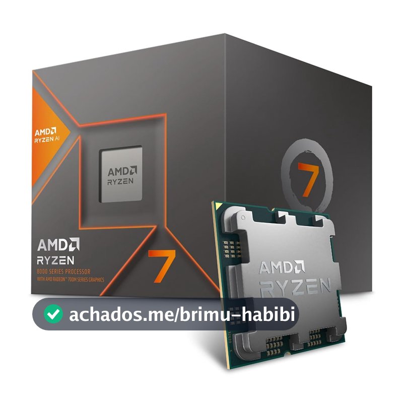 Processador AMD Ryzen 7 8700G Box (AM5/8 Cores/16 Threads/5.1GHz/24MB Cache/AMD Radeon/AMD Ryzen AI/Sem Cooler)