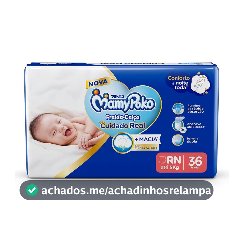 MamyPoko Fralda-Calça Cuidado Real RN 36 Unidades