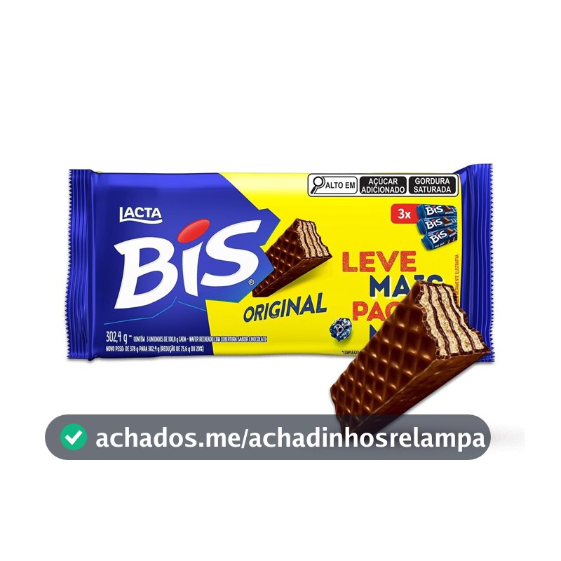 Bis Original Ao Leite - Kit com 3 unidades de 100,8g