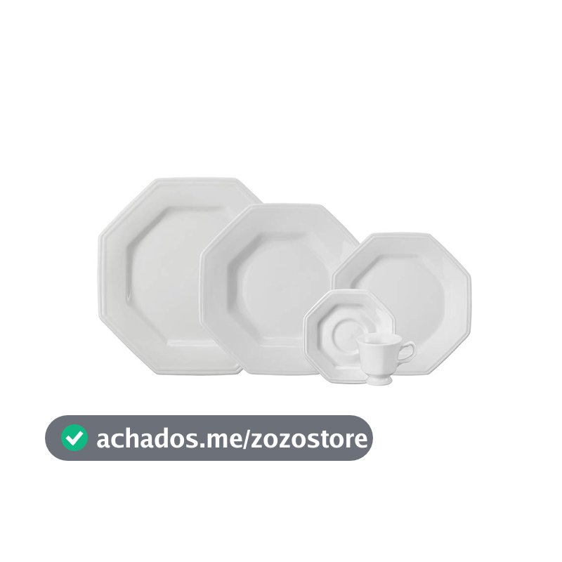 Porcelana Schmidt Prisma Octogonal Aparelho de Jantar e Café 30 Peças (Xícara Café 60 ml), Branca