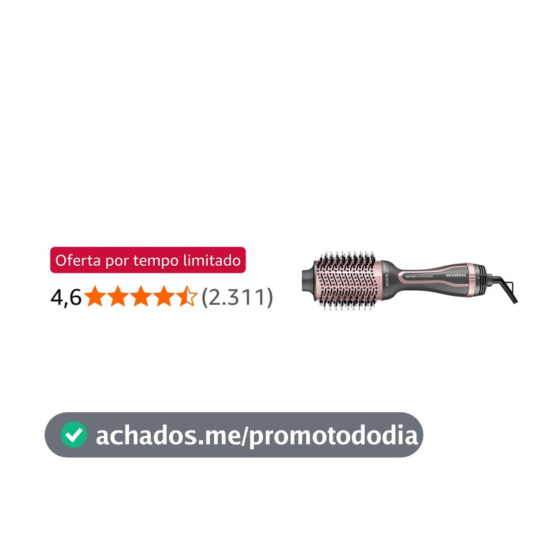 MONDIAL Escova Secadora Keratin, Bivolt, Grafite/Golden Rose - ES-11-BI
