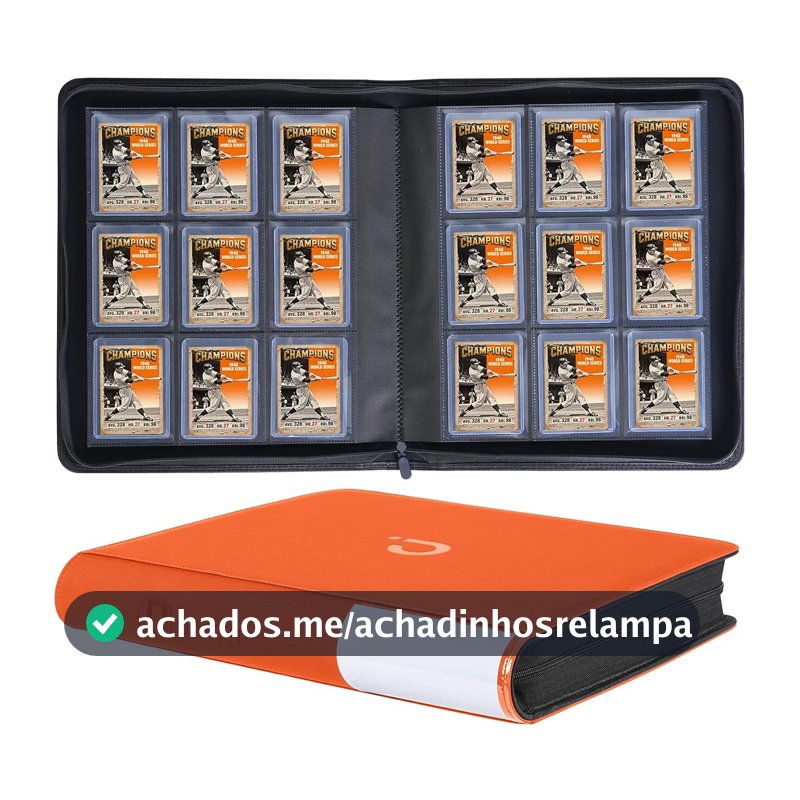 D DACCKIT Fichário Toploader, comporta 288 toploaders - fichário de 9 bolsos para porta-cartões rígidos de 7,6 cm x 10 cm para cartões colecionáveis ou cartões esportivos - Modelo C, laranja brilhante