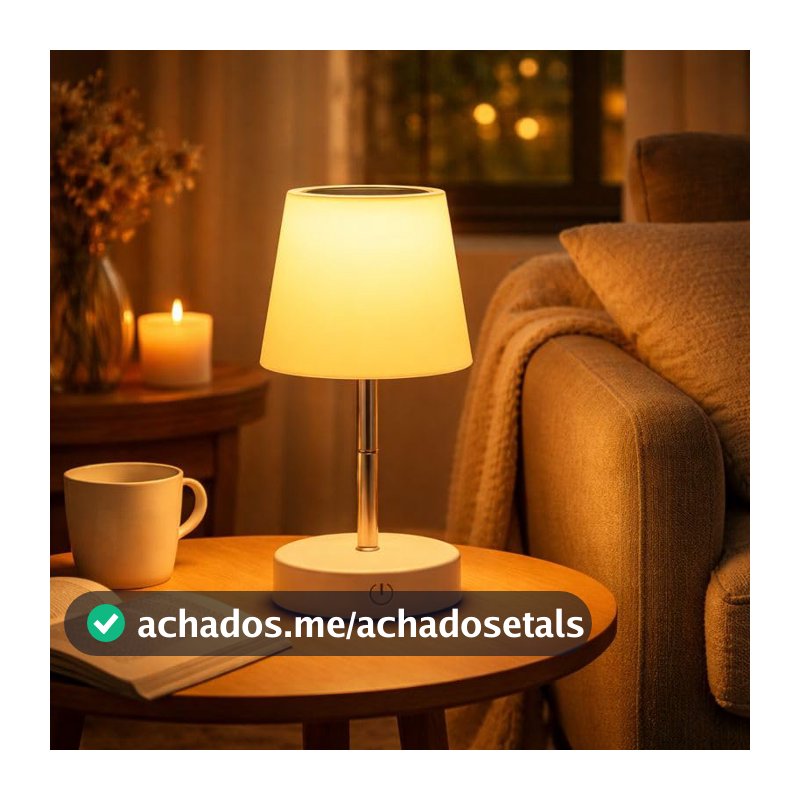 Luminária De Mesa Abajur Retrátil Recarregável USB Touch Led Luz Quente Telescópica Estudo Escritório Leitura Cabeceira Compacta Moderna Design Decorativo Ajustável Bivolt
