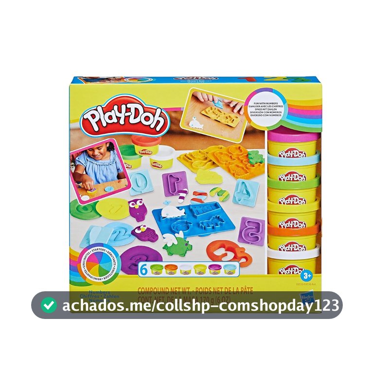 Play-Doh, Massinha de Modelar Infantil, Kit Inicial de Números - Conjunto de Brinquedo com Acessórios e 6 Potes - A partir de 3 Anos