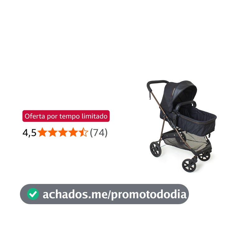 Carrinho de Bebê Berço Moisés Passeio Napoli Preto Galzerano