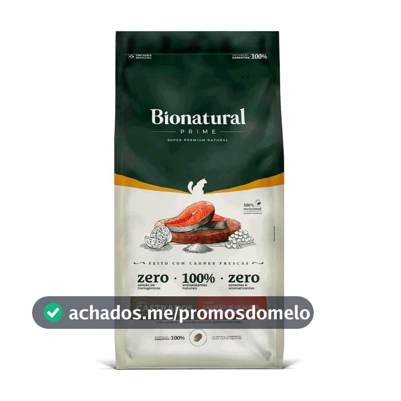 Bionatural Prime - Salmão Gatos Castrados 7,5kg