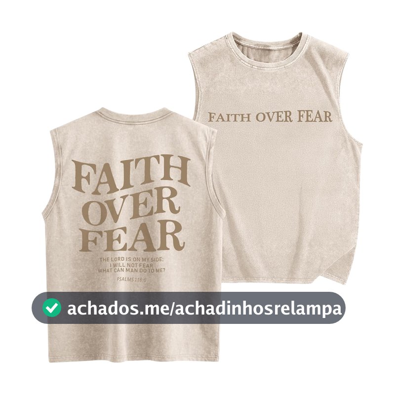 Weetiotio Camisetas masculinas cristãs sem mangas Faith Over Fear Graphic Tank Tops Gym Workout Acid Wash Tank Cut Off Muscle Shirt